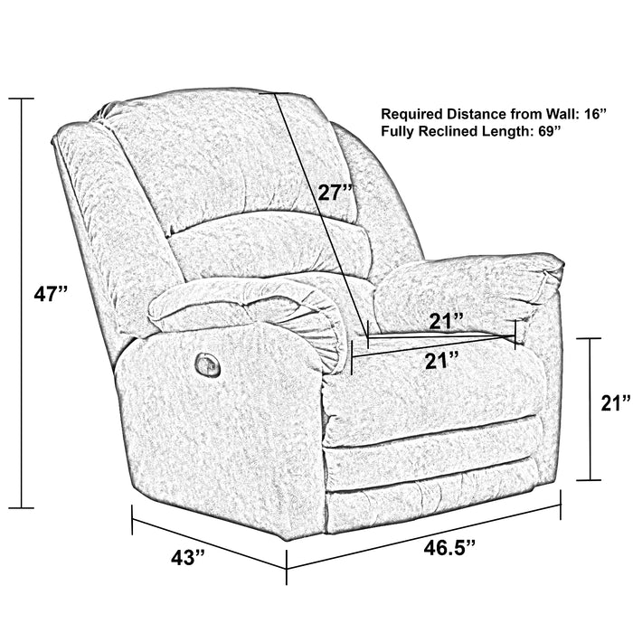 Catnapper - Rialto Chaise Rocker Recliner with Extended Ottoman in Steel - 47752162838 - GreatFurnitureDeal