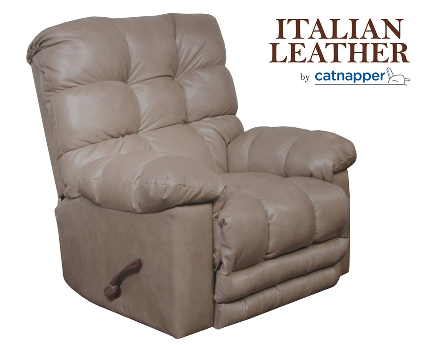 Catnapper - Piazza Top Grain Leather Touch Rocker Recliner with X-tra Comfort Footrest in Smoke - 47762128318 - GreatFurnitureDeal