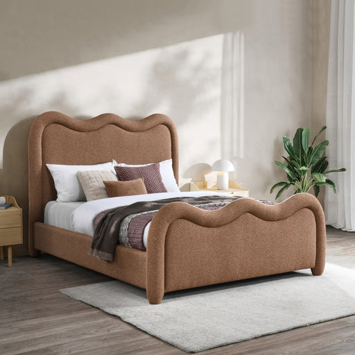 Meridian Furniture - Gavin Chenille Fabric Upholstered Full Size Bed - GavinCognac-F - GreatFurnitureDeal