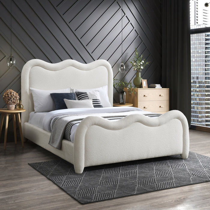 Meridian Furniture - Gavin Chenille Fabric Upholstered Queen Size Bed - GavinCream-Q - GreatFurnitureDeal