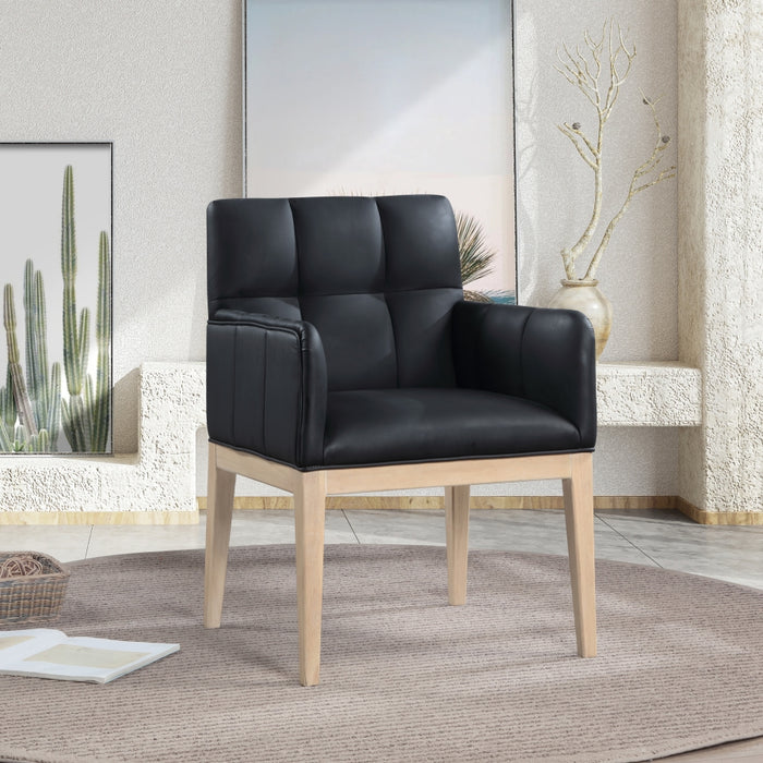 Meridian Furniture - Adrian Vegan Leather Upholstered Dining Arm Chair (Set of 2) - 971Black-AC - GreatFurnitureDeal