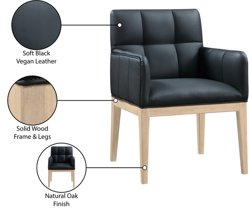 Meridian Furniture - Adrian Vegan Leather Upholstered Dining Arm Chair (Set of 2) - 971Black-AC - GreatFurnitureDeal
