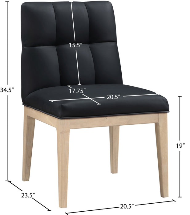 Meridian Furniture - Adrian Vegan Leather Upholstered Dining Side Chair (Set of 2) - 971Black-SC - GreatFurnitureDeal