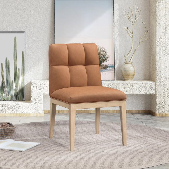 Meridian Furniture - Adrian Vegan Leather Upholstered Dining Side Chair (Set of 2) - 971Cognac-SC - GreatFurnitureDeal