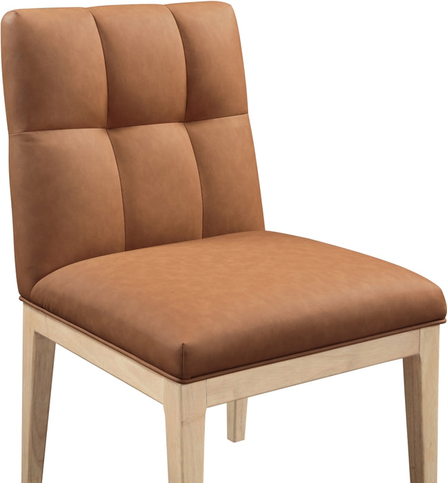 Meridian Furniture - Adrian Vegan Leather Upholstered Dining Side Chair (Set of 2) - 971Cognac-SC - GreatFurnitureDeal