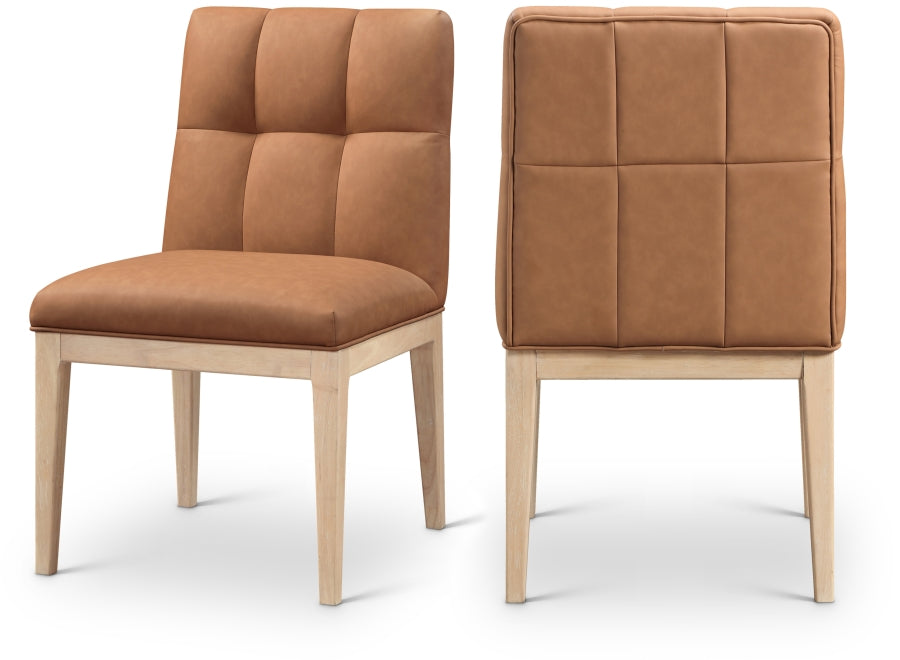 Meridian Furniture - Adrian Vegan Leather Upholstered Dining Side Chair (Set of 2) - 971Cognac-SC - GreatFurnitureDeal