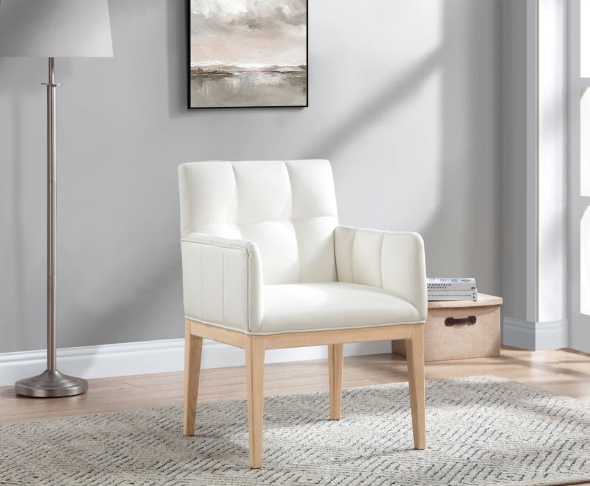 Meridian Furniture - Adrian Vegan Leather Upholstered Dining Arm Chair (Set of 2) - 971Cream-AC - GreatFurnitureDeal