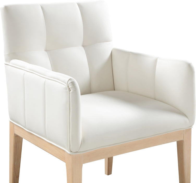 Meridian Furniture - Adrian Vegan Leather Upholstered Dining Arm Chair (Set of 2) - 971Cream-AC - GreatFurnitureDeal