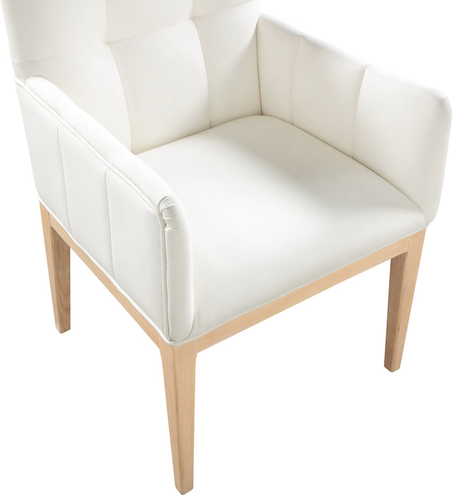 Meridian Furniture - Adrian Vegan Leather Upholstered Dining Arm Chair (Set of 2) - 971Cream-AC - GreatFurnitureDeal