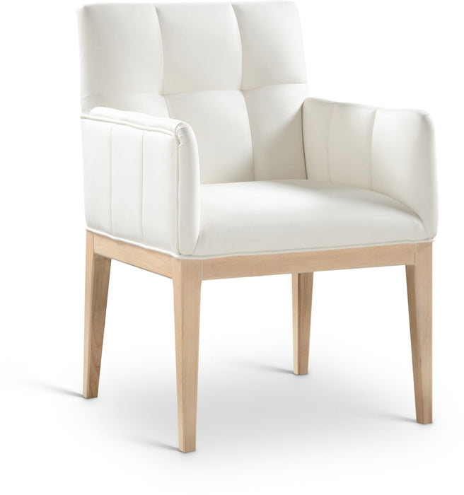 Meridian Furniture - Adrian Vegan Leather Upholstered Dining Arm Chair (Set of 2) - 971Cream-AC - GreatFurnitureDeal