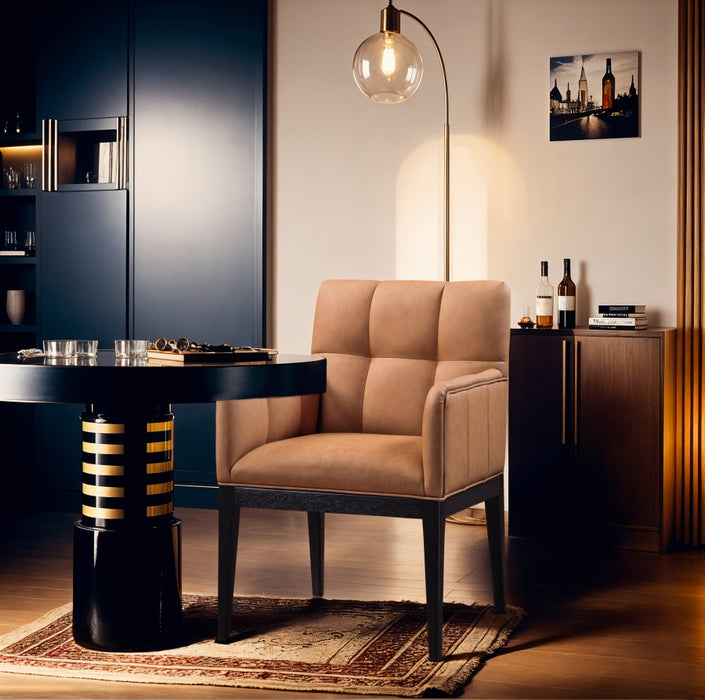 Meridian Furniture - Adrian Vegan Leather Upholstered Dining Arm Chair (Set of 2) - 972Cognac-AC - GreatFurnitureDeal