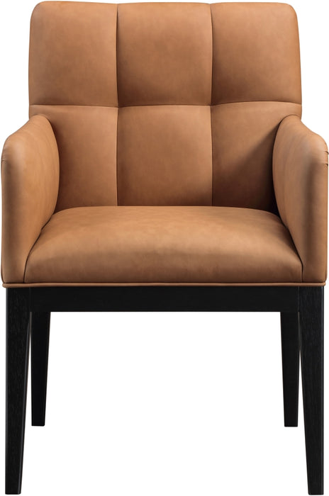 Meridian Furniture - Adrian Vegan Leather Upholstered Dining Arm Chair (Set of 2) - 972Cognac-AC - GreatFurnitureDeal