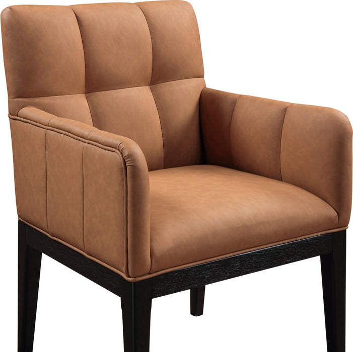 Meridian Furniture - Adrian Vegan Leather Upholstered Dining Arm Chair (Set of 2) - 972Cognac-AC - GreatFurnitureDeal