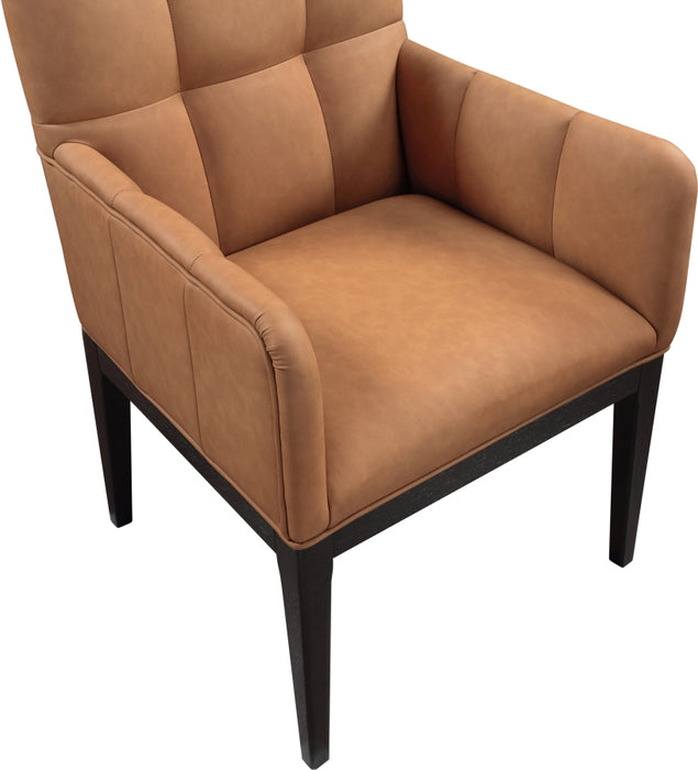 Meridian Furniture - Adrian Vegan Leather Upholstered Dining Arm Chair (Set of 2) - 972Cognac-AC - GreatFurnitureDeal