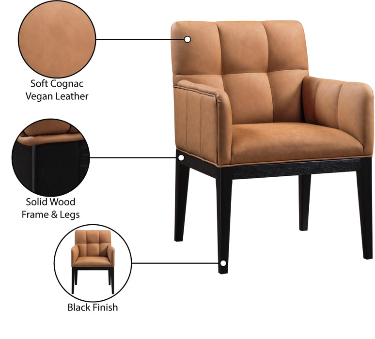 Meridian Furniture - Adrian Vegan Leather Upholstered Dining Arm Chair (Set of 2) - 972Cognac-AC - GreatFurnitureDeal