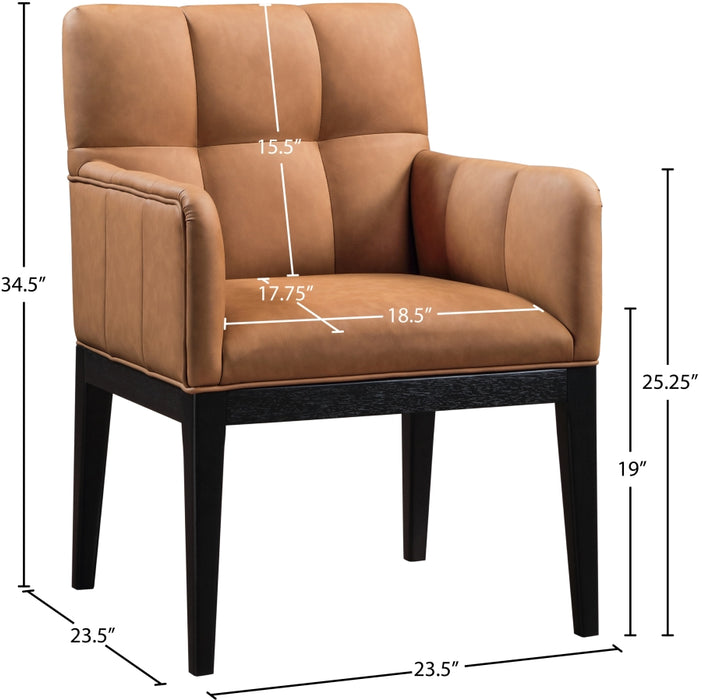 Meridian Furniture - Adrian Vegan Leather Upholstered Dining Arm Chair (Set of 2) - 972Cognac-AC - GreatFurnitureDeal