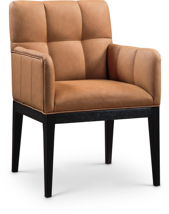 Meridian Furniture - Adrian Vegan Leather Upholstered Dining Arm Chair (Set of 2) - 972Cognac-AC - GreatFurnitureDeal