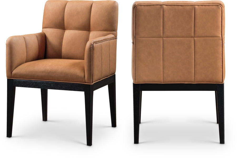 Meridian Furniture - Adrian Vegan Leather Upholstered Dining Arm Chair (Set of 2) - 972Cognac-AC - GreatFurnitureDeal