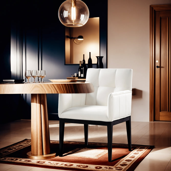 Meridian Furniture - Adrian Vegan Leather Upholstered Dining Arm Chair (Set of 2) - 972Cream-AC - GreatFurnitureDeal