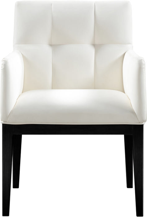 Meridian Furniture - Adrian Vegan Leather Upholstered Dining Arm Chair (Set of 2) - 972Cream-AC - GreatFurnitureDeal