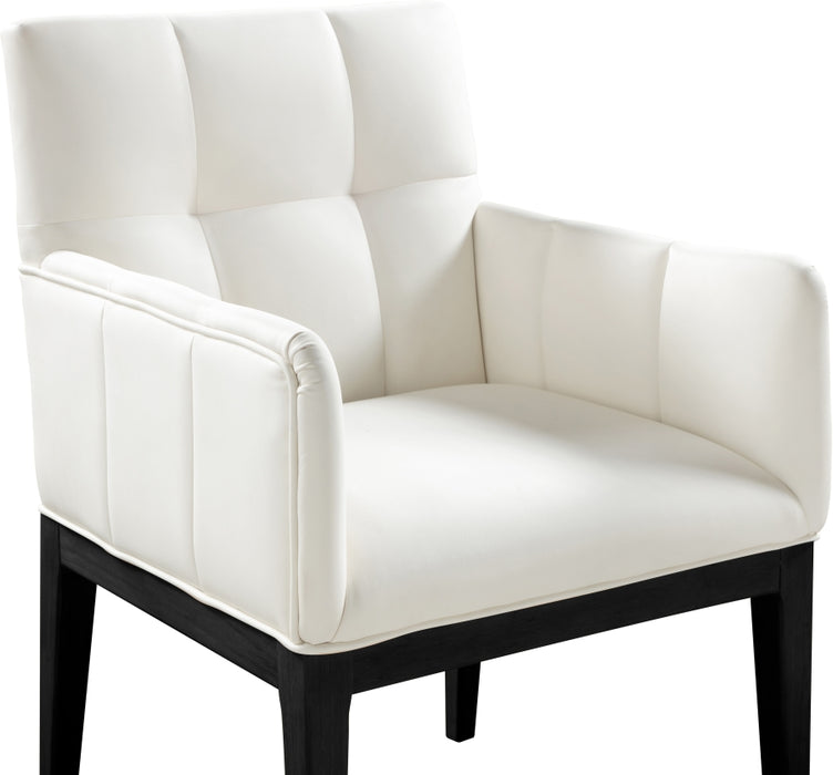 Meridian Furniture - Adrian Vegan Leather Upholstered Dining Arm Chair (Set of 2) - 972Cream-AC - GreatFurnitureDeal