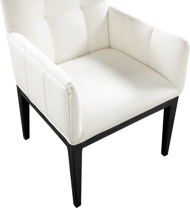 Meridian Furniture - Adrian Vegan Leather Upholstered Dining Arm Chair (Set of 2) - 972Cream-AC - GreatFurnitureDeal