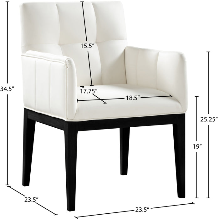 Meridian Furniture - Adrian Vegan Leather Upholstered Dining Arm Chair (Set of 2) - 972Cream-AC - GreatFurnitureDeal