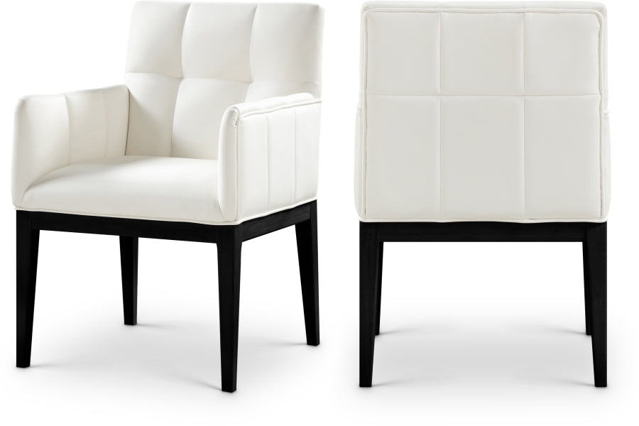 Meridian Furniture - Adrian Vegan Leather Upholstered Dining Arm Chair (Set of 2) - 972Cream-AC - GreatFurnitureDeal