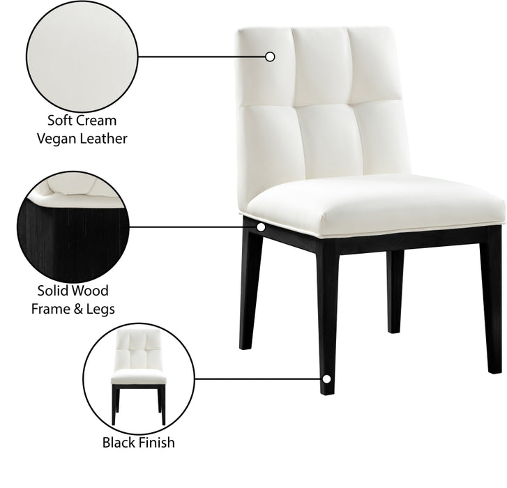 Meridian Furniture - Adrian Vegan Leather Upholstered Dining Side Chair (Set of 2) - 972Cream-SC - GreatFurnitureDeal