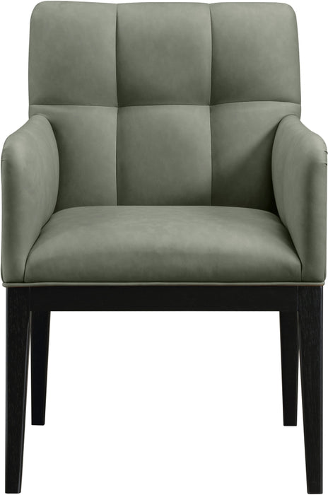 Meridian Furniture - Adrian Vegan Leather Upholstered Dining Arm Chair (Set of 2) - 972Green-AC - GreatFurnitureDeal