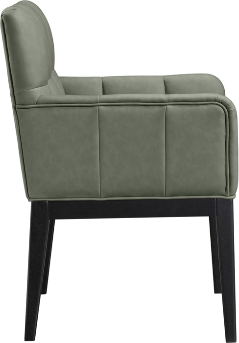 Meridian Furniture - Adrian Vegan Leather Upholstered Dining Arm Chair (Set of 2) - 972Green-AC - GreatFurnitureDeal