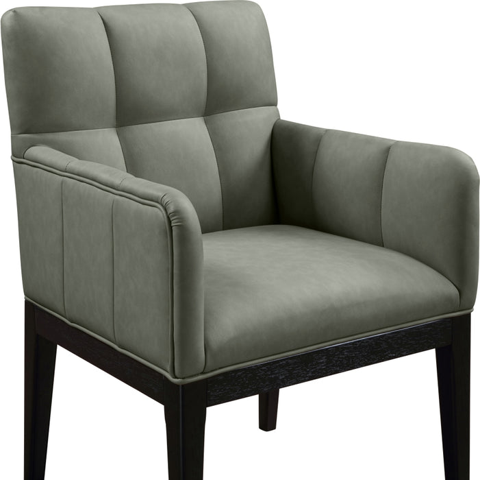 Meridian Furniture - Adrian Vegan Leather Upholstered Dining Arm Chair (Set of 2) - 972Green-AC - GreatFurnitureDeal