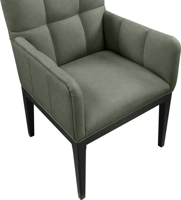 Meridian Furniture - Adrian Vegan Leather Upholstered Dining Arm Chair (Set of 2) - 972Green-AC - GreatFurnitureDeal