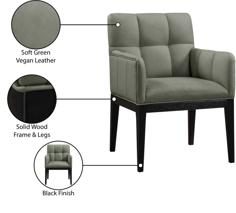 Meridian Furniture - Adrian Vegan Leather Upholstered Dining Arm Chair (Set of 2) - 972Green-AC - GreatFurnitureDeal