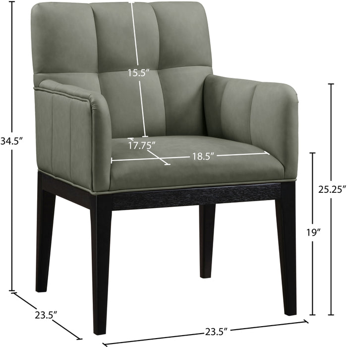 Meridian Furniture - Adrian Vegan Leather Upholstered Dining Arm Chair (Set of 2) - 972Green-AC - GreatFurnitureDeal