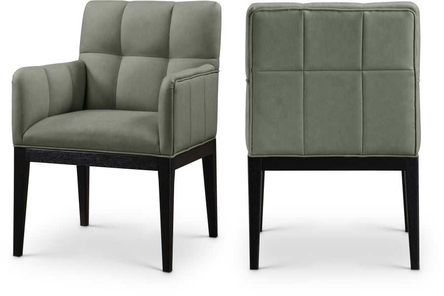 Meridian Furniture - Adrian Vegan Leather Upholstered Dining Arm Chair (Set of 2) - 972Green-AC - GreatFurnitureDeal
