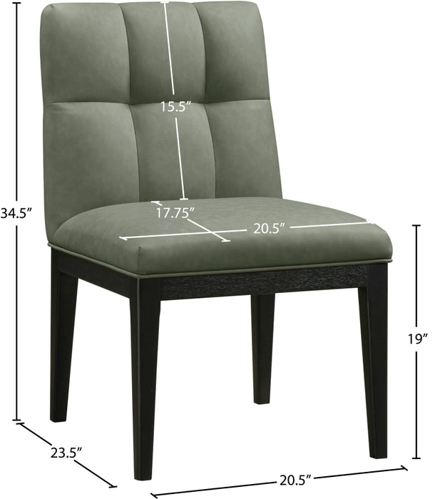 Meridian Furniture - Adrian Vegan Leather Upholstered Dining Side Chair (Set of 2) - 972Green-SC - GreatFurnitureDeal