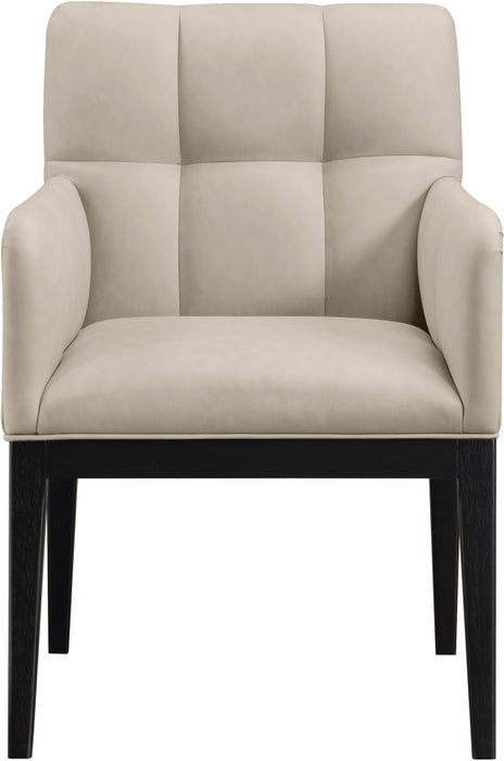 Meridian Furniture - Adrian Vegan Leather Upholstered Dining Arm Chair (Set of 2) - 972Taupe-AC - GreatFurnitureDeal