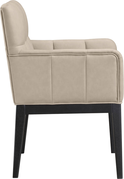 Meridian Furniture - Adrian Vegan Leather Upholstered Dining Arm Chair (Set of 2) - 972Taupe-AC - GreatFurnitureDeal