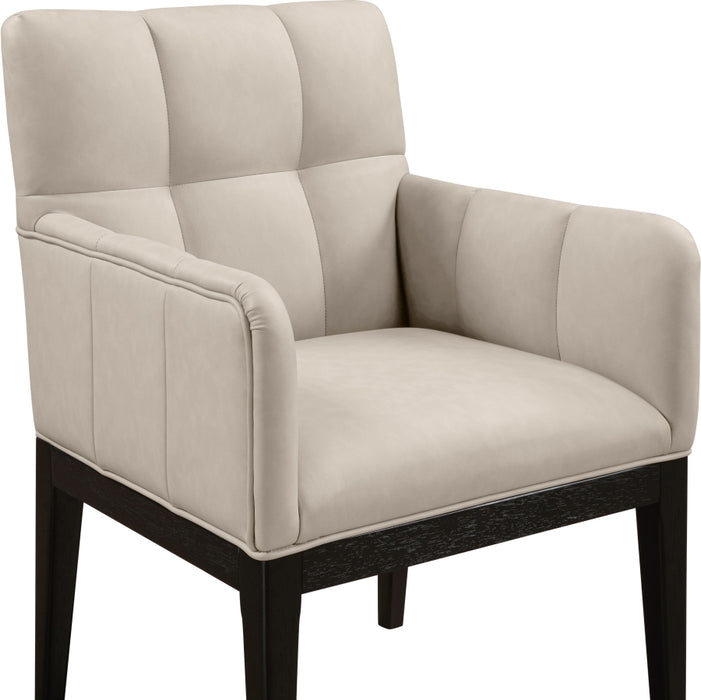 Meridian Furniture - Adrian Vegan Leather Upholstered Dining Arm Chair (Set of 2) - 972Taupe-AC - GreatFurnitureDeal