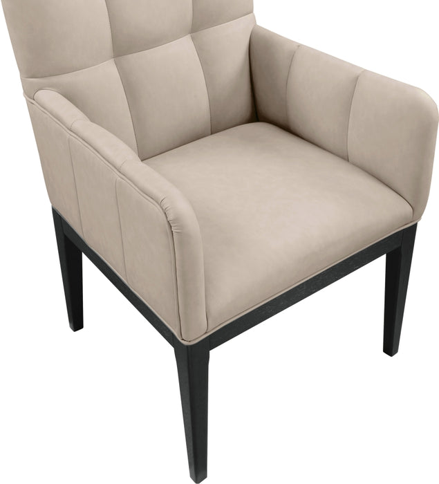 Meridian Furniture - Adrian Vegan Leather Upholstered Dining Arm Chair (Set of 2) - 972Taupe-AC - GreatFurnitureDeal