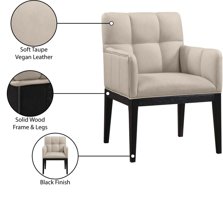 Meridian Furniture - Adrian Vegan Leather Upholstered Dining Arm Chair (Set of 2) - 972Taupe-AC - GreatFurnitureDeal