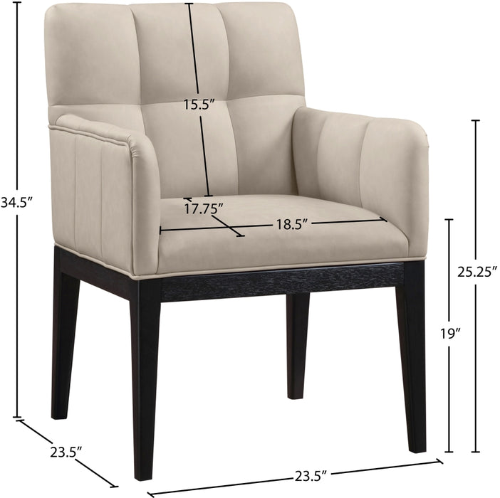 Meridian Furniture - Adrian Vegan Leather Upholstered Dining Arm Chair (Set of 2) - 972Taupe-AC - GreatFurnitureDeal