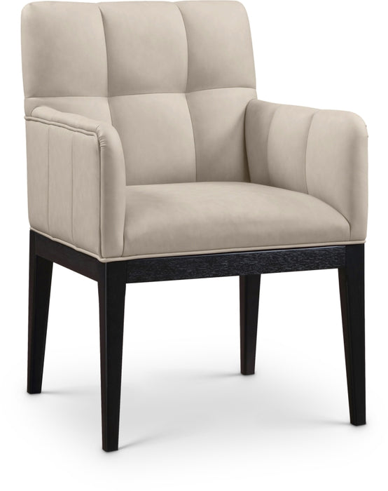 Meridian Furniture - Adrian Vegan Leather Upholstered Dining Arm Chair (Set of 2) - 972Taupe-AC - GreatFurnitureDeal