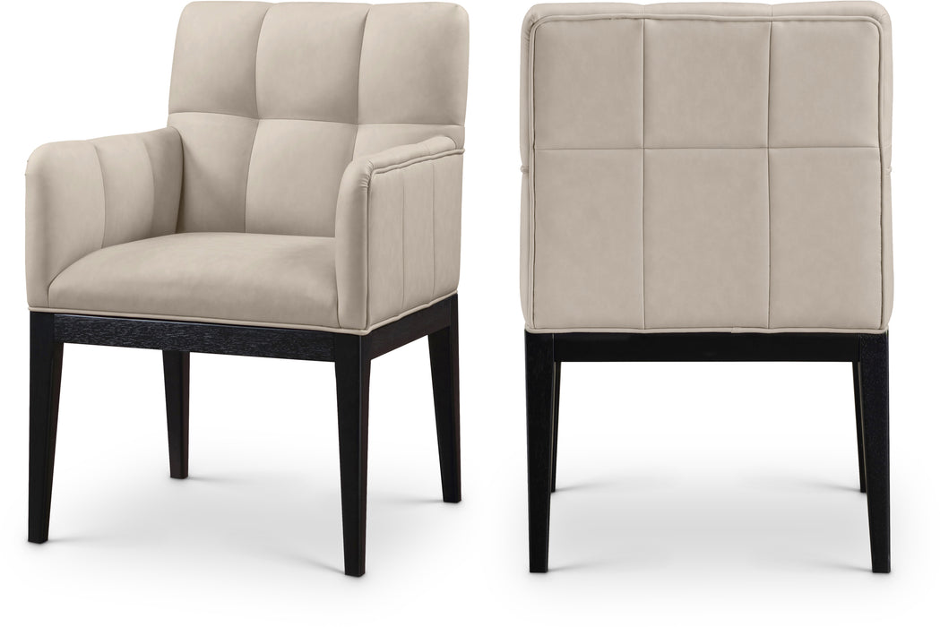 Meridian Furniture - Adrian Vegan Leather Upholstered Dining Arm Chair (Set of 2) - 972Taupe-AC - GreatFurnitureDeal