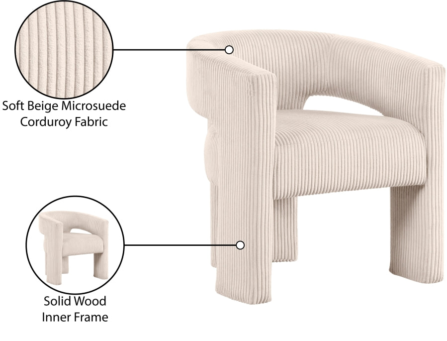 Meridian Furniture - Riz Corduroy Upholstered Accent Chair (Set of 2) - 11055Beige-C - GreatFurnitureDeal