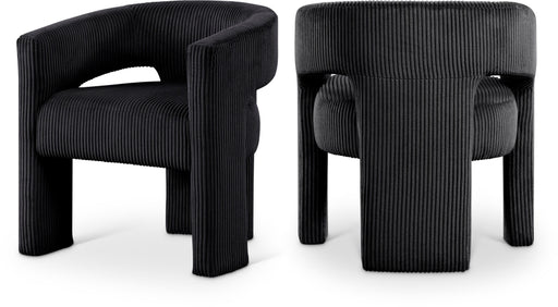 Meridian Furniture - Riz Corduroy Upholstered Accent Chair (Set of 2) - 11055Black-C - GreatFurnitureDeal