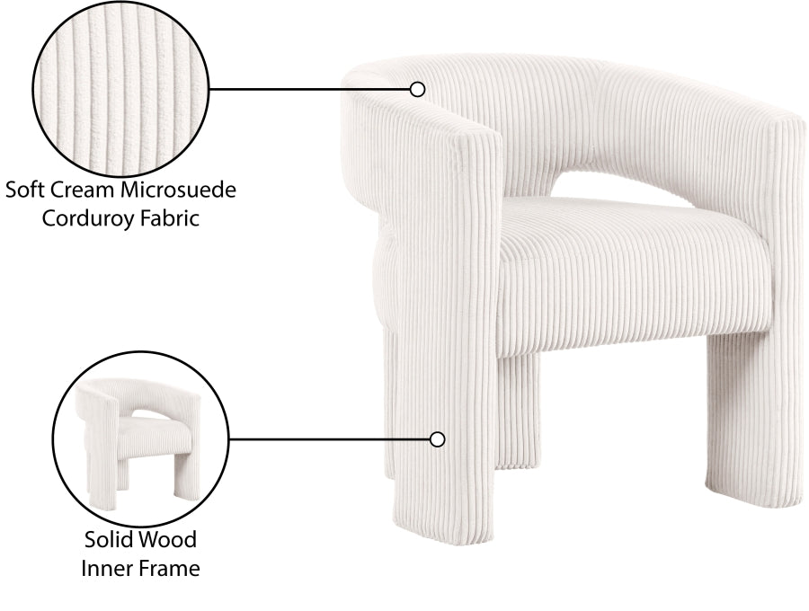 Meridian Furniture - Riz Corduroy Upholstered Accent Chair (Set of 2) - 11055Cream-C - GreatFurnitureDeal