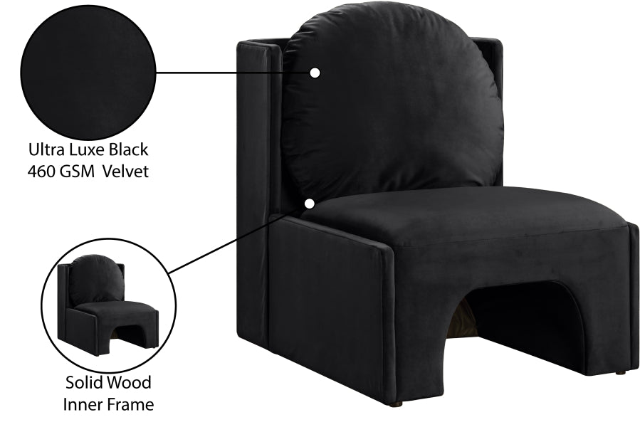 Meridian Furniture - Sigma Velvet Upholstered Accent Chair - 33031Black - GreatFurnitureDeal