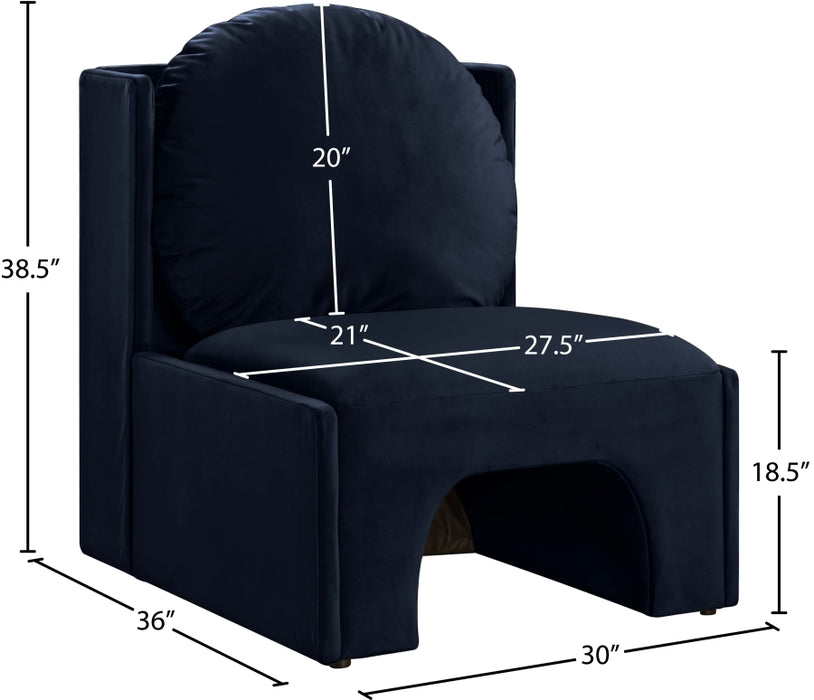 Meridian Furniture - Sigma Velvet Upholstered Accent Chair - 33031Navy - GreatFurnitureDeal